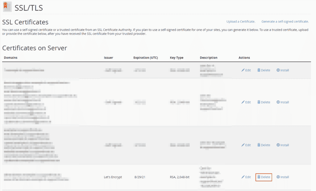 Delete Certificate Ssl