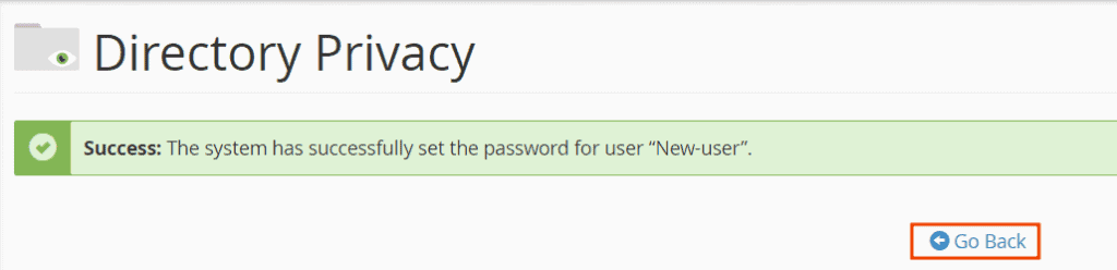 Directory Privacy Succesfully Set Password Go Back