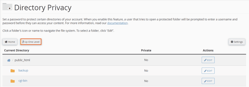 Directory Privacy Up One Level