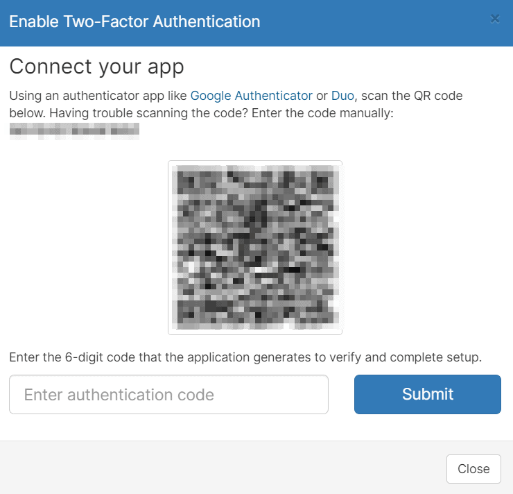 Enable Two Factor Authentication Qr Code