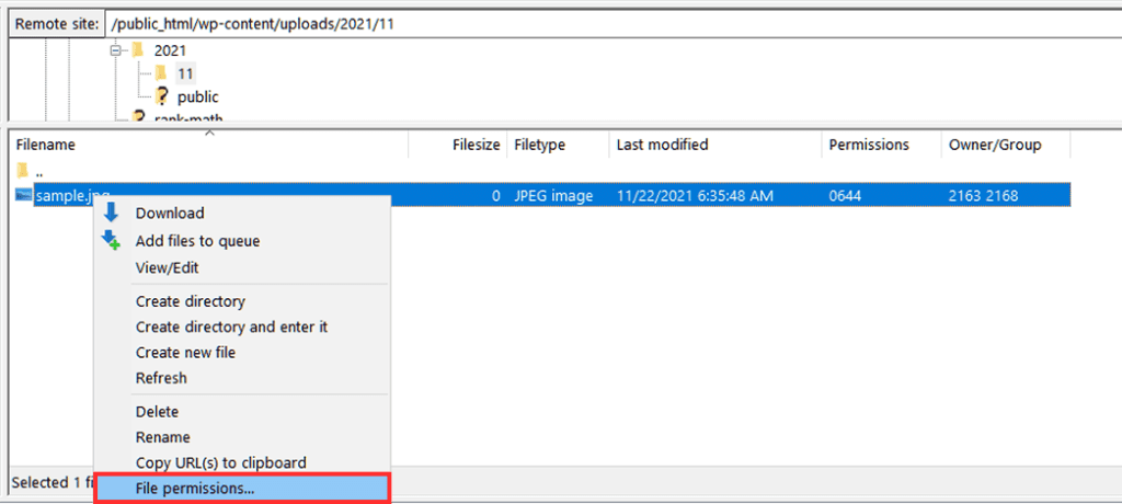 Fix White Screen Filezilla File Permissions