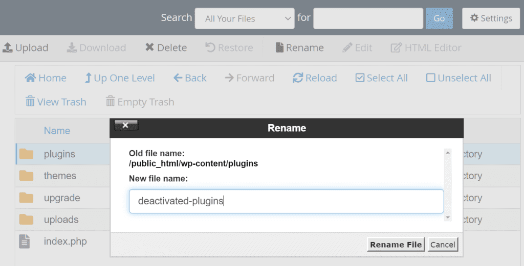 Fix White Screen Rename Plugins Folder