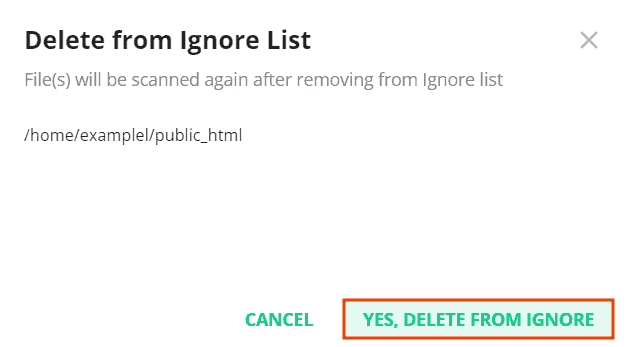 Imunify 360 Delete From Ignore List