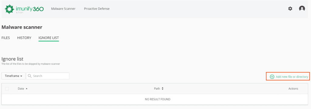 Imunify 360 Ignore List Add File 1