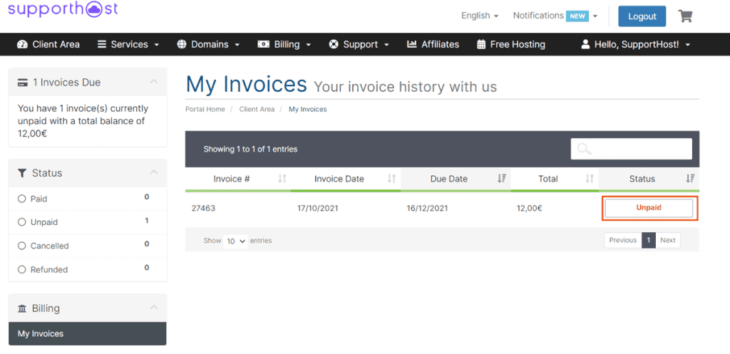 Invoices History