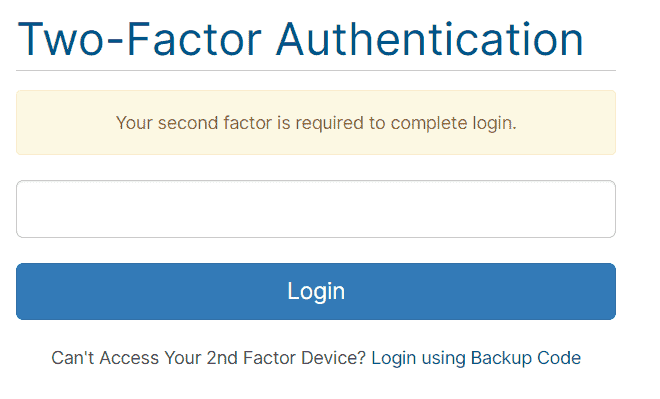 Login Two Factor Authentication