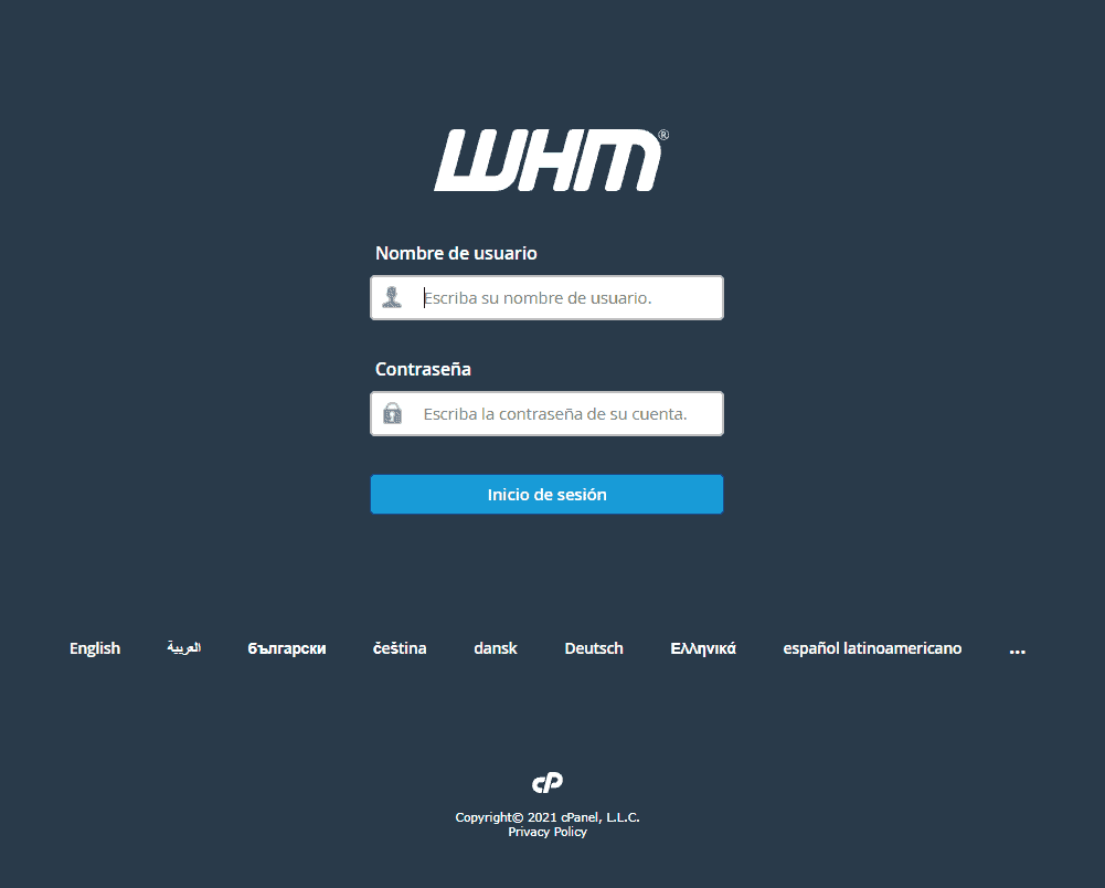 Login Whm Language Changed