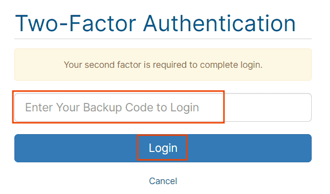 Login With Backup Code