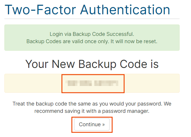 New Backup Code