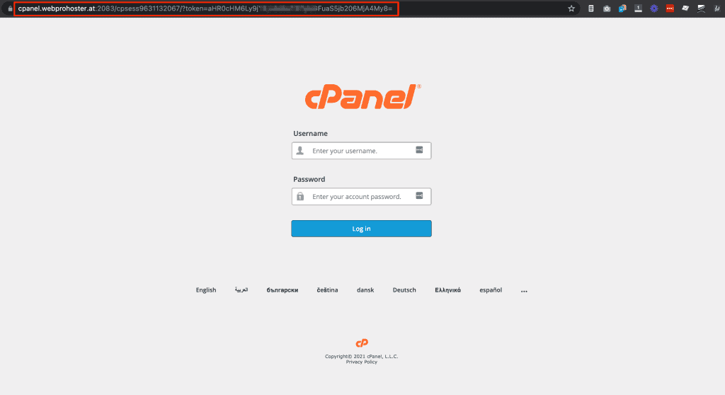 Phishing Cpanel Login