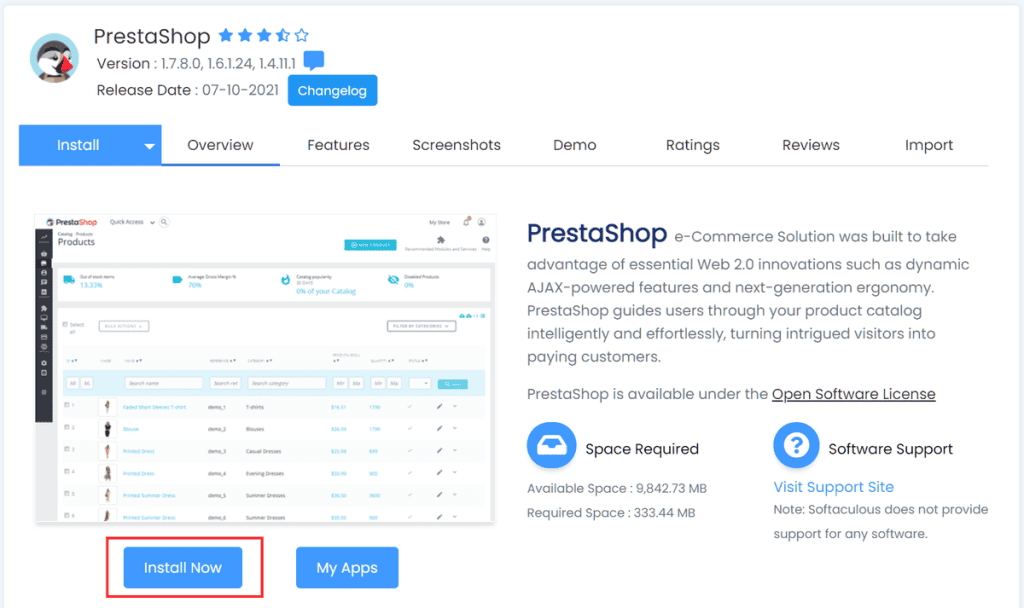 Prestashop Install Now