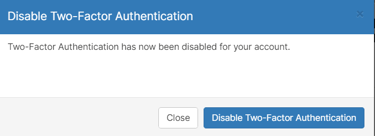 Two Factor Authentication Disabled