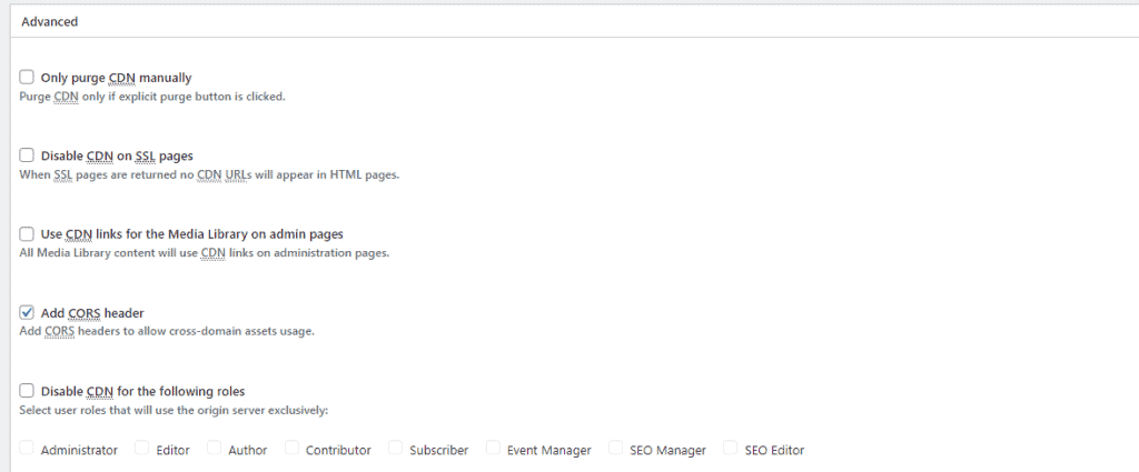 W3 Total Cache Advanced Cdn Settings