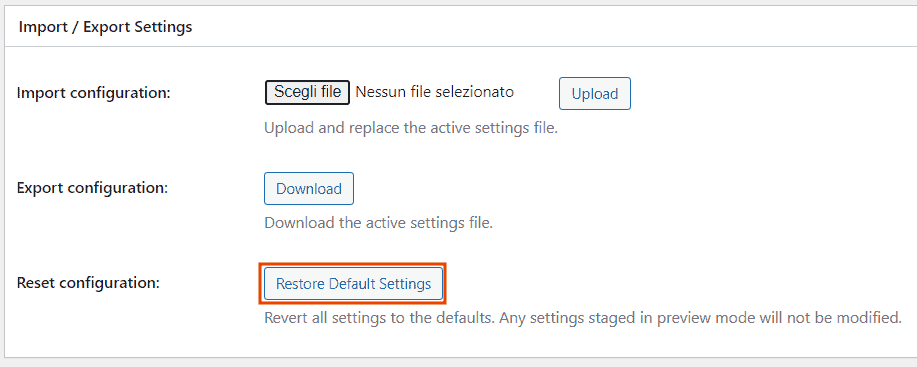 W3 Total Cache Reset Configuration