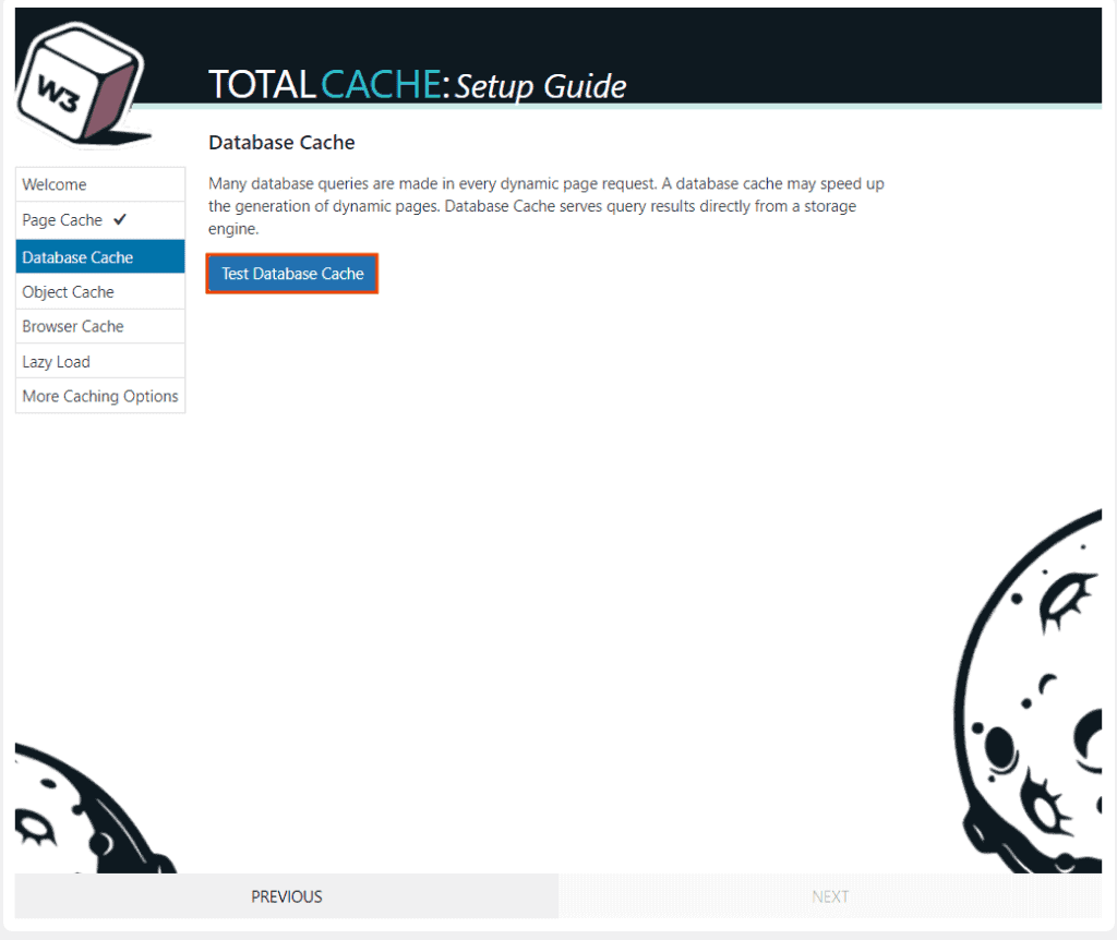 W3 Total Cache Setup Test Database Cache