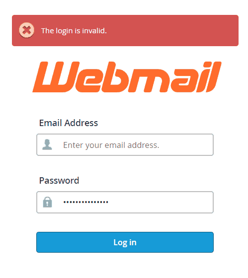 Webmail inválido Iniciar sesión