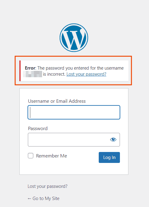 WordPress Λανθασμένος κωδικός πρόσβασης