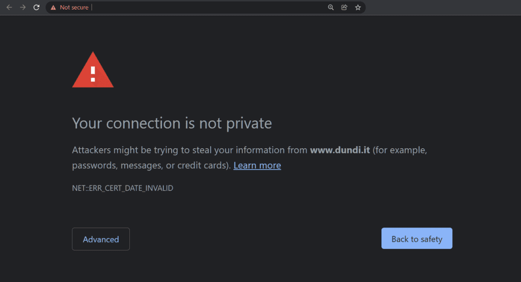 Connection Not Private