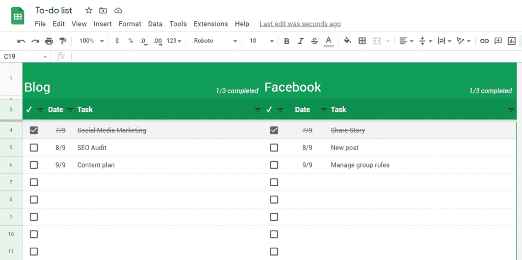 Content Plan Google Sheets