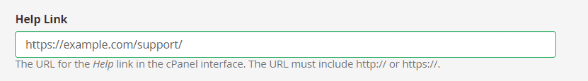 Cpanel Customization Help Link