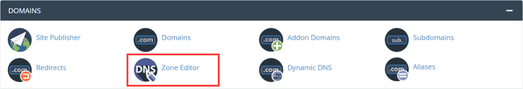 Cpanel Zone Editor Menu