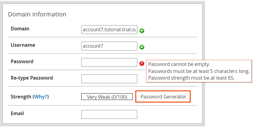 Create A New Account Password Generator
