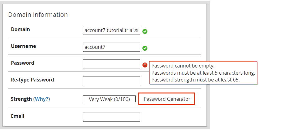 Create A New Account Password Generator