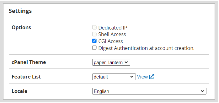 Create Package Settings