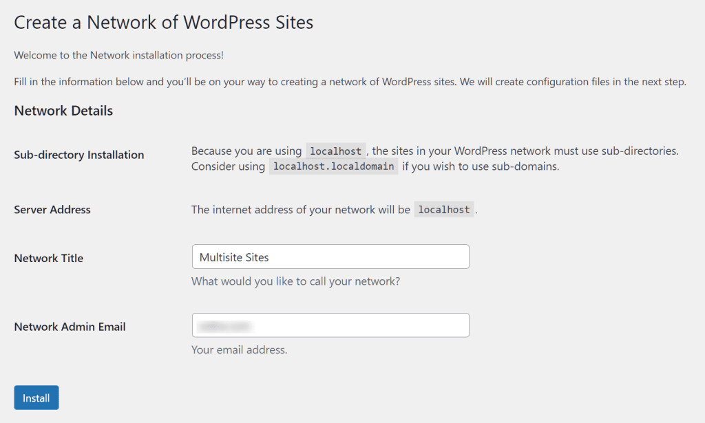 Create WordPress Multisite Network