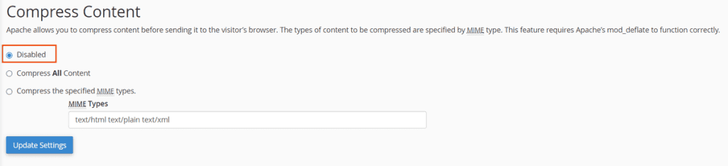 Disable Gzip Compression