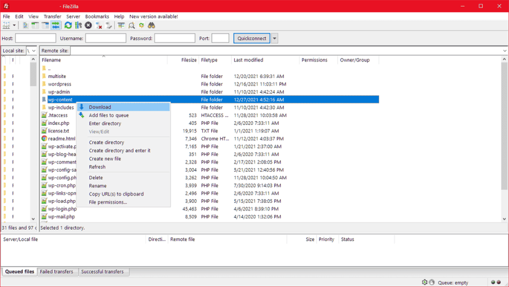 Download Files With Filezilla