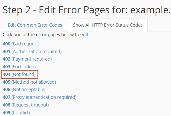 Edit Error Pages 404 Error