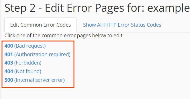 Edit Error Pages