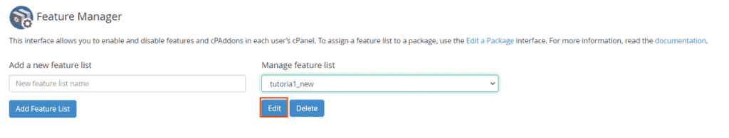 Edit Feature List