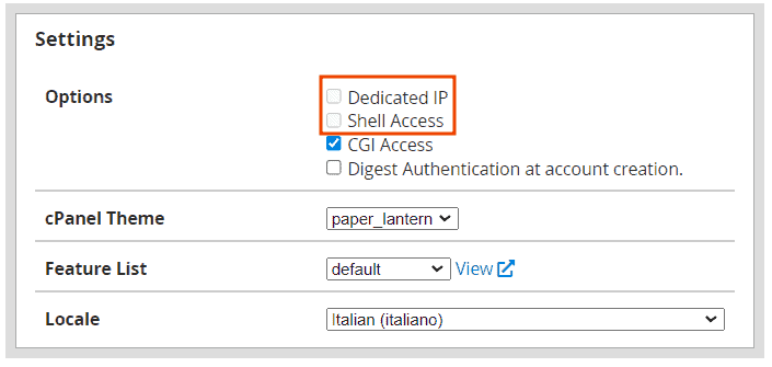 Edit Package Settings