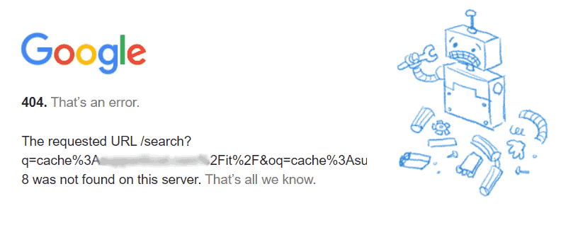 Error 404 Google Cache