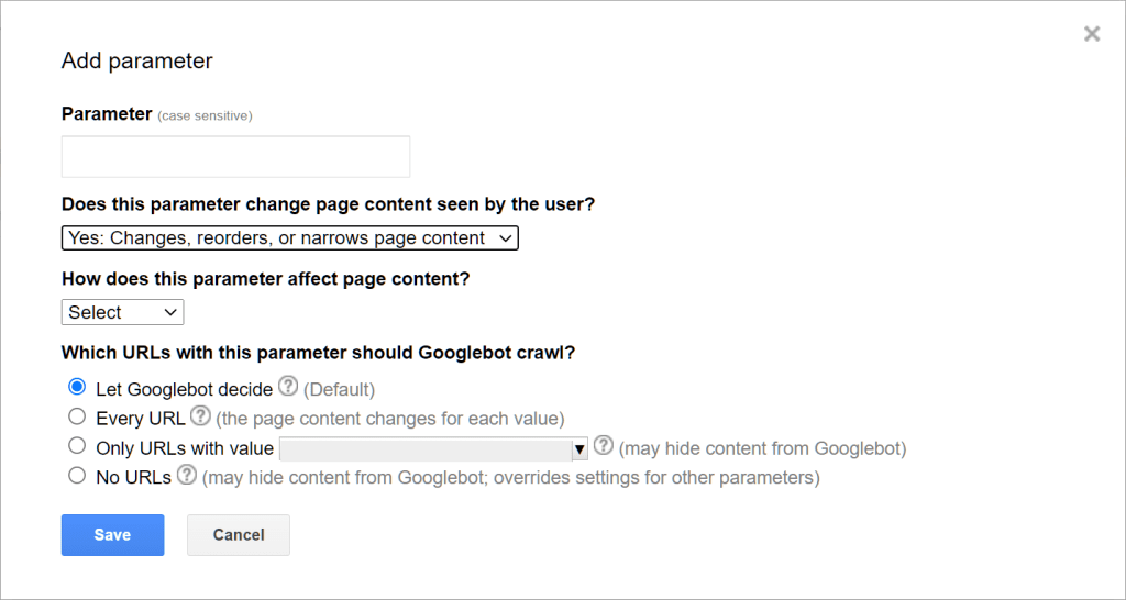 Google Search Console Add Parameter