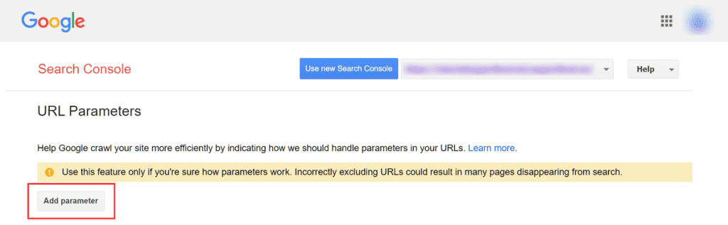 Google Search Console Add Parameter Button
