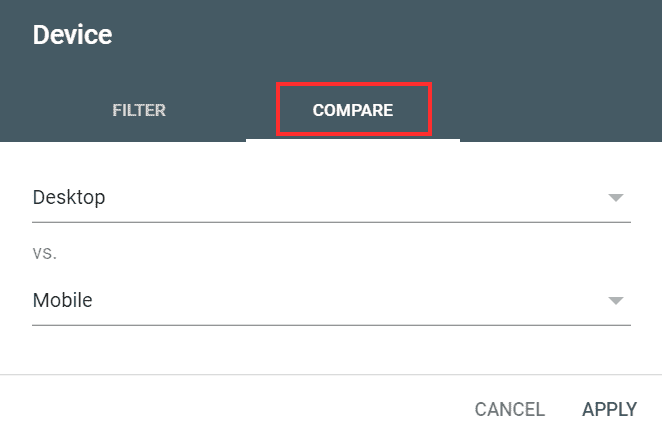 Google Search Console Compare Desktop And Mobile Devices