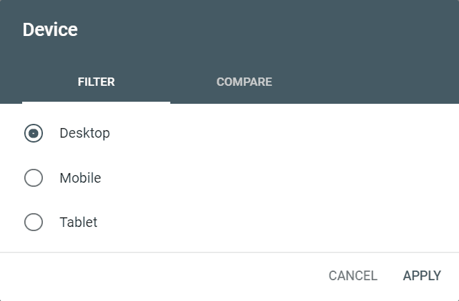 Google Search Console Filter For Device