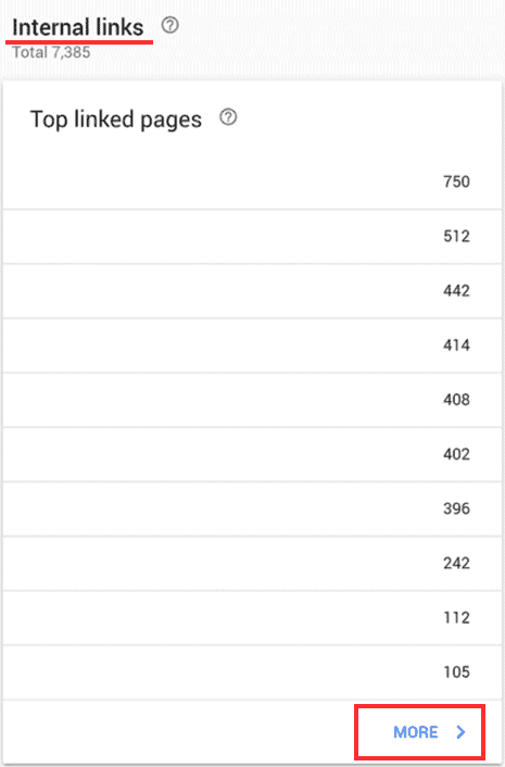 Google Search Console Internal Links