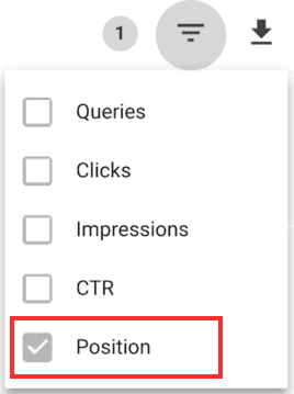 Google Search Console Position Filter