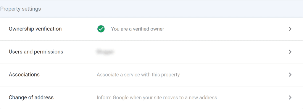 Google Search Console Property Settings