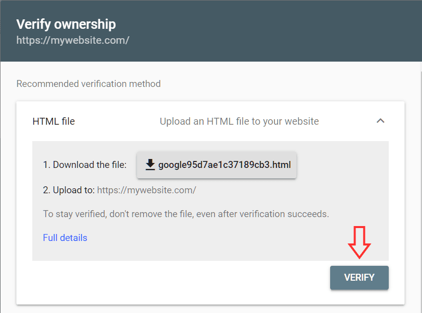 Google Search Console Verify Site Ownershipwith Html File