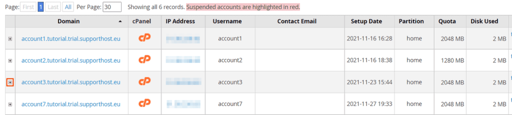 List Account Actions