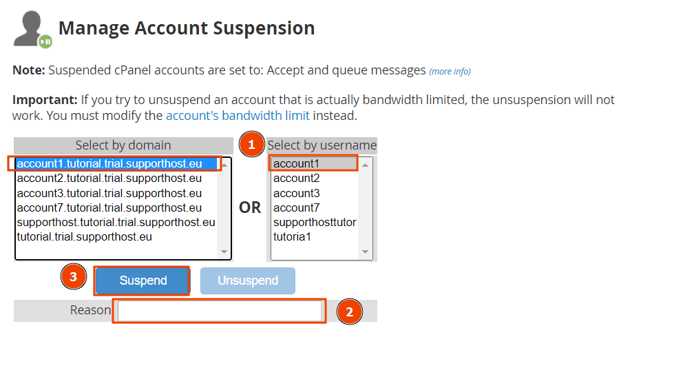 Manage Account Suspension