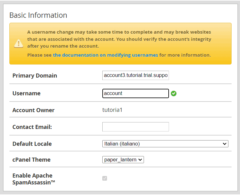 Modify Account Basic Information