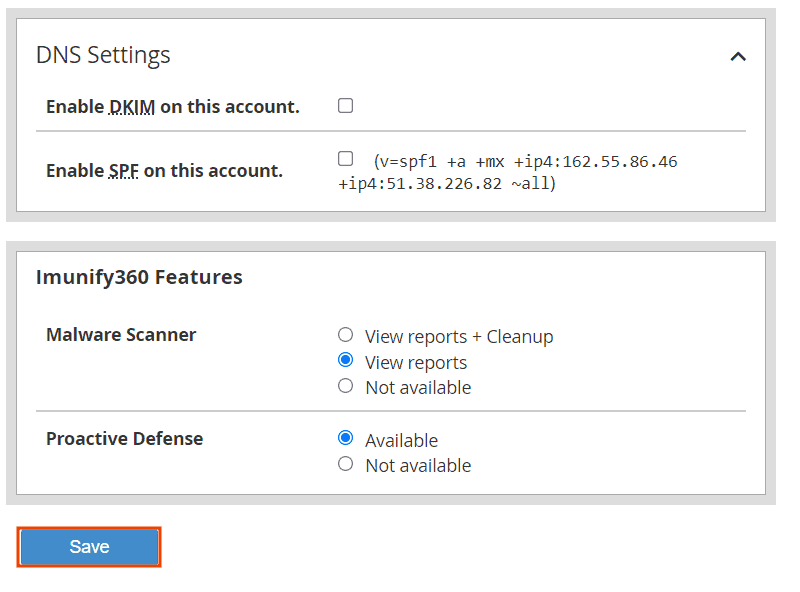 Modify Account Save