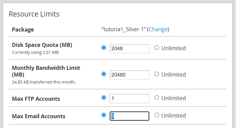 Modify Resource Limits