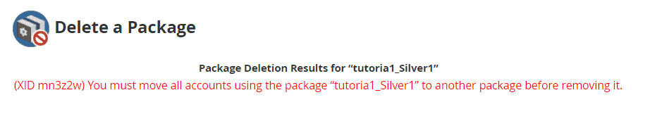 Package Deletion Error